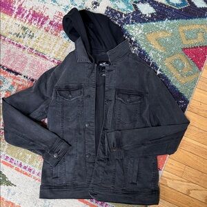 Black Denim Jacket with Hood